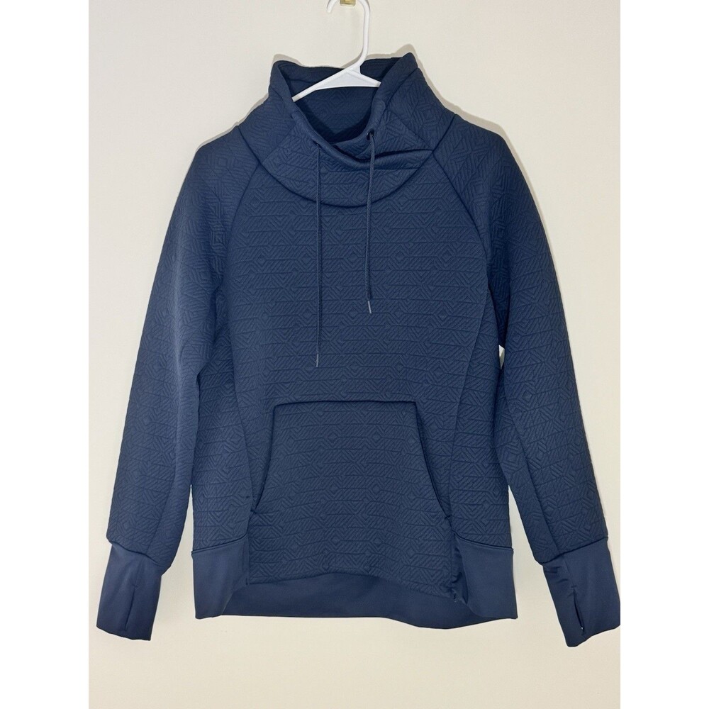 Athleta Navy Jacquard Elevation Funnel Neck Quilted Pullover Women's Medium